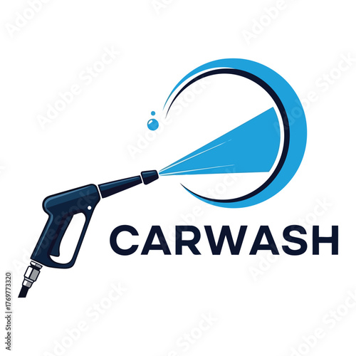 Carwash pressure washer spraying water cleaning service symbol vector