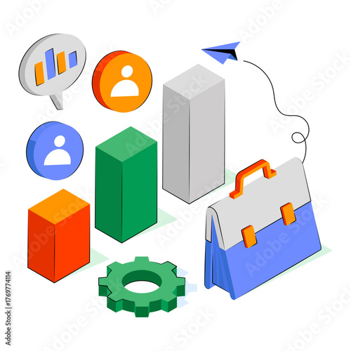 Employee ranking illustration in isometric design isolated on white background