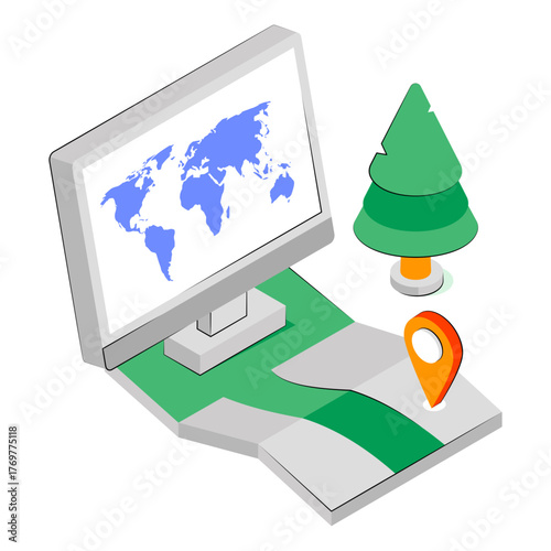 A unique design icon of forest location 