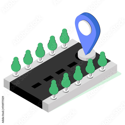 Isometric design icon of road location 