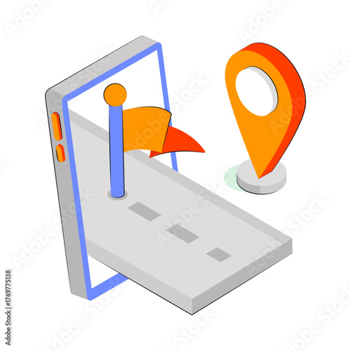 Trendy design icon of mobile destination 