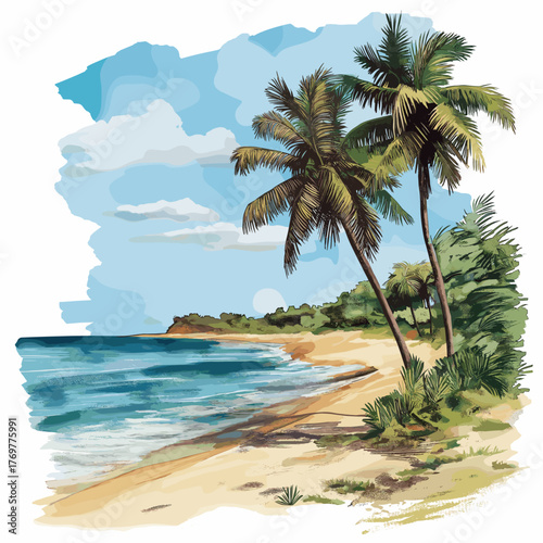 Encarnacion Beaches . Encarnacion Beaches  hand drawn watercolor illustration