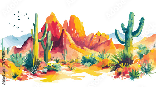 Quebrada de Humahuaca. Quebrada de Humahuaca hand drawn watercolor illustration