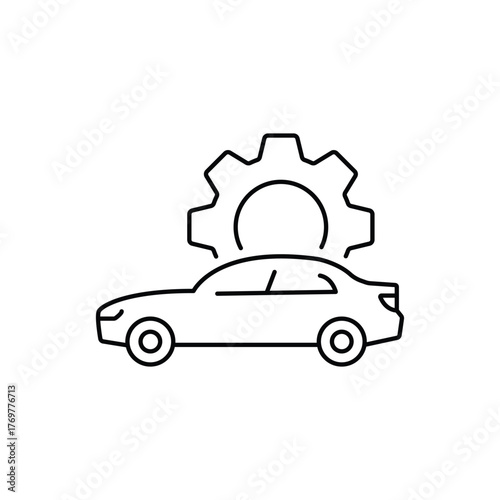 Car service line icon. Continuous one line with curl. Mechanic garage sign. Vehicle maintenance symbol. Car service single outline ribbon. Loop curve pattern. Vector