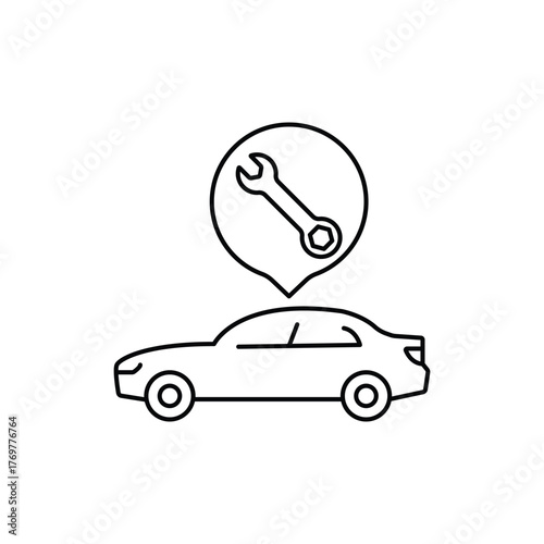 WebSpanner tool line icon. Continuous one line with curl. Car repair service sign. Fix instruments symbol. Car service single outline ribbon. Loop curve pattern. Vector