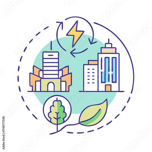 Sustainable city with renewable energy sources and green infrastructure concept design