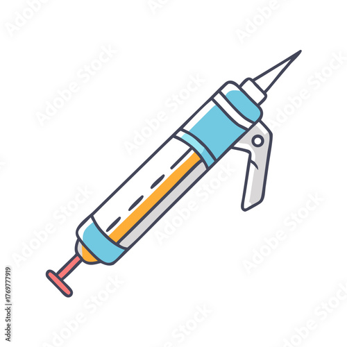 An Illustration of a Caulk Gun, Construction and Home Improvement Tool