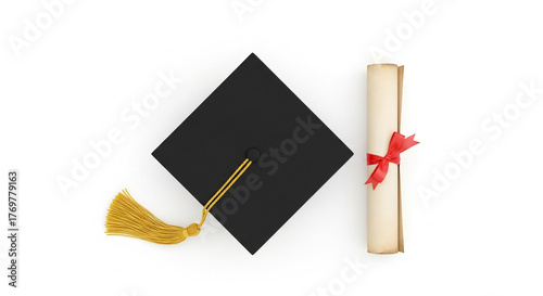 Graduation Day A Symbolic Representation of Academic Achievement and Success with Cap and Diploma