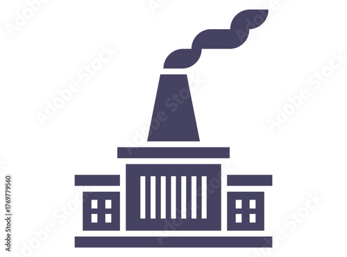 Black icon of a factory with a pipe. Flat illustration.