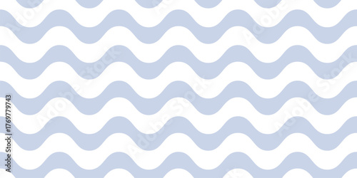 Simple vector seamless pattern with horizontal wavy lines, bold stripes, liquid shapes. Subtle blue and white abstract waves texture. Cute summer sea waves background. Repeated design for print, decor