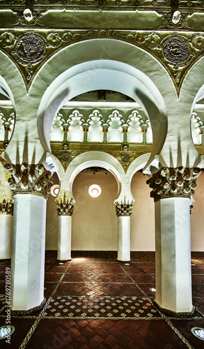 Synagogue of Santa María la Blanca, built in 1180, located in Toledo, Spain, Europe