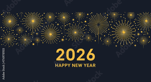 Happy New Year 2026 Celebration with Fireworks and Festive Design
