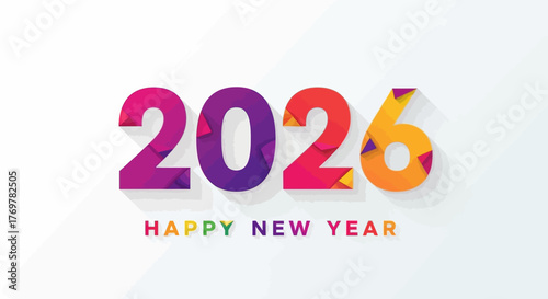 Colorful 2026 Happy New Year Illustration Festive Design for Celebrations and Greetings