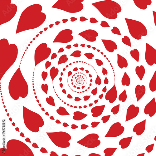 Red Heart Spiral Pattern Vector Love Background Abstract Design