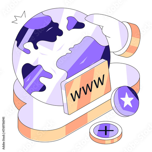 Isometric design illustration of domain registration
