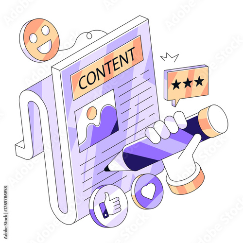 Trendy design illustration of content writing