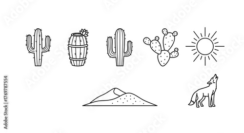 A collection of hand-drawn, minimalist icons representing various scientific and technological concepts, including a microscope, a beaker, a DNA strand, a lightbulb, and a gear, all rendered in a