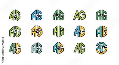 Tableau sur toile A collection of fifteen unique and modern AG monogram logos, presented in a grid