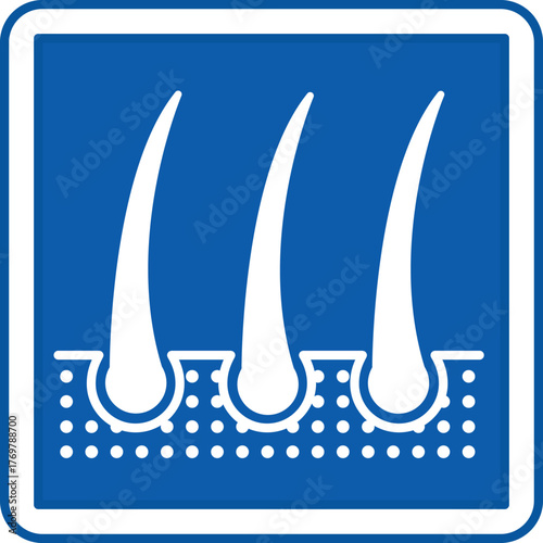 Blue Dermatology Sign. Vector Icon. Human Hair and Scalp. Skin Disease Treatment. Hospital Department SignBlue Dermatology Sign. Vector Icon. Human Hair and Scalp. Skin Disease Treatment. Hospital