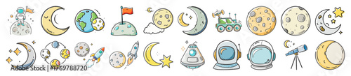 Collection of vector moon and celestial body illustrations scalable graphics