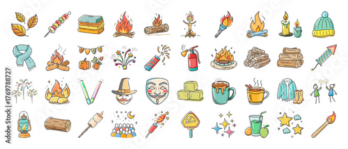 Autumn leaves vector icons collection for seasonal design projects