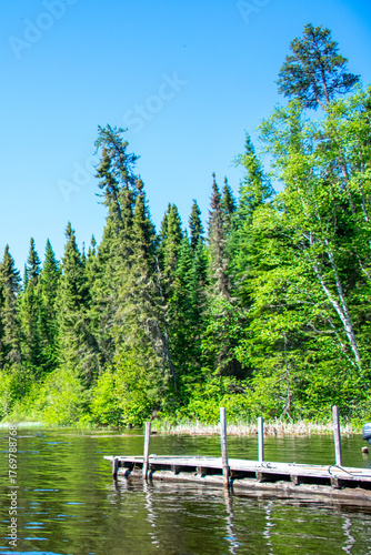 Boats down at the dock on Granite Hill Lake Ontario Canada