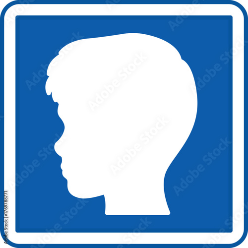 Blue Pediatry Sign. Vector Icon. Child's Head. Treatment of Childhood Diseases. Hospital Department Sign
