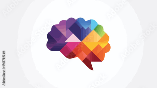 Colorful geometric brain shape, symbolizing creativity and ideas