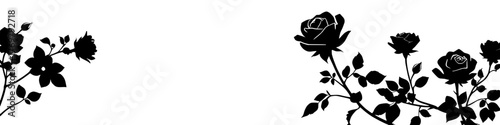 elegant floral silhouette arrangement with roses and blossoms on a white background