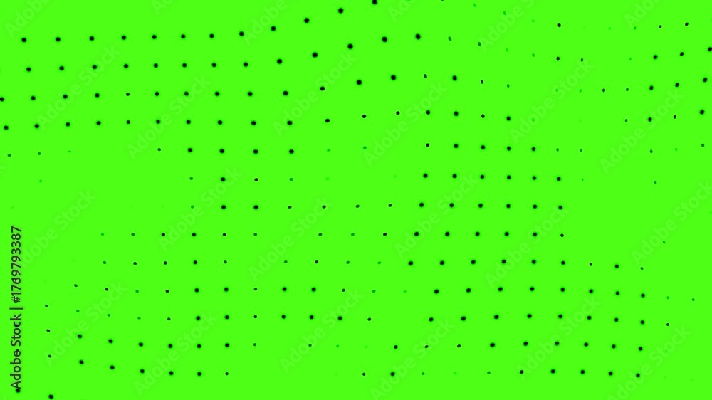 green screen (chroma key) halftone dots texture animated abstract background, dotted grid animation