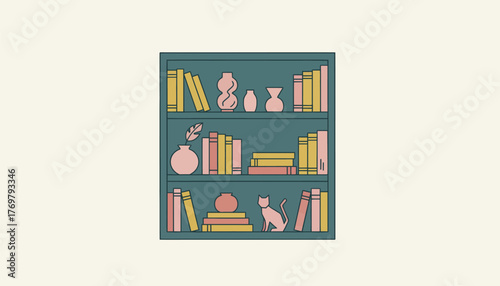 A chic bookshelf filled with a curated selection of books and decorative objects adding personal style and character to the space.