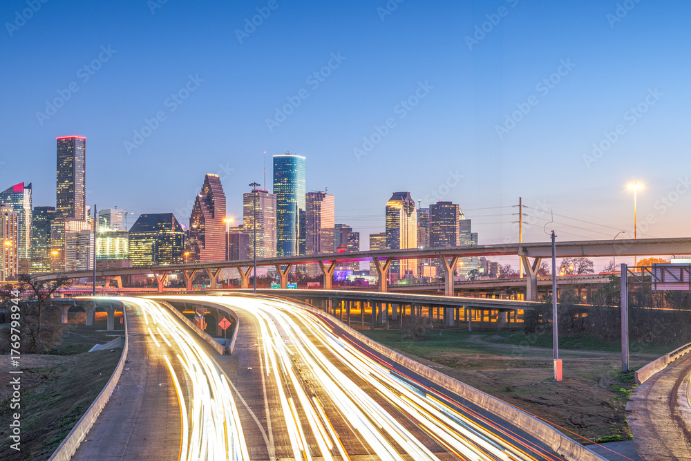 Fototapeta premium Houston, Texas, USA Downtown Skyline over the Highways 664