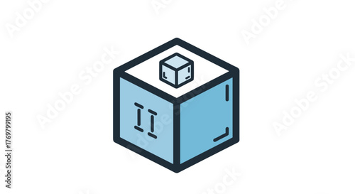 Modern outline style icon representing a freezer warehouse, a symbol of cold storage and logistics, perfect for design elements in apps, social networks, and informational cards, rendered as a clean