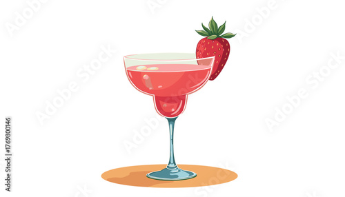 Strawberry daiquiri in a glass with a strawberry garnish illustration