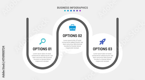 Progress bar featuring 3 arrow-shaped elements, symbolizing the three stages of business strategy and progression. Clean timeline infographic design template. Vector for mobile presentation.