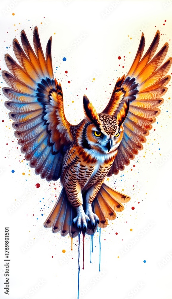 Fototapeta premium Majestic Owl Illustration with Vibrant Colors