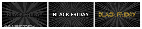 Black Friday inscription on black comic pop art background