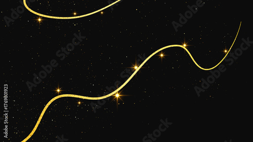 Gold glittering confetti wave and stardust