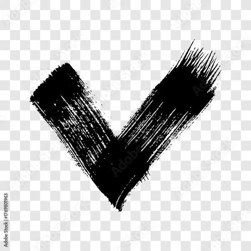 Black grunge brushstroke in the shape of a check mark