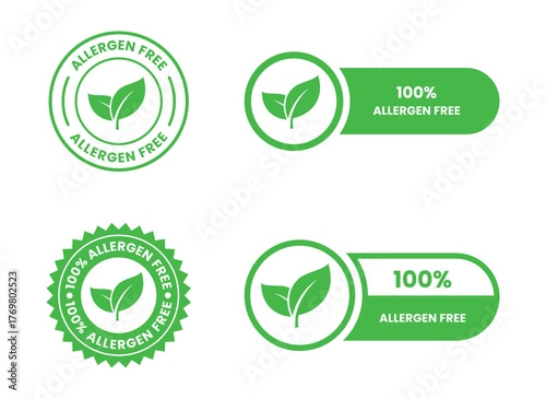 Allergen free label or Allergen free symbol vector isolated in flat style. Best Allergen free label vector for product packaging design element. Allergen free symbol for packaging design element