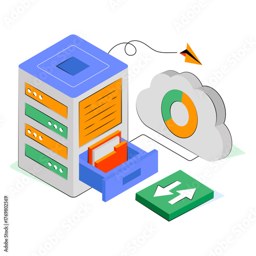 Cloud document drawer illustration in editable design 