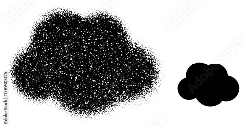 Abstract stippled cloud and solid silhouette combination for modern design concepts. Vector illustration.