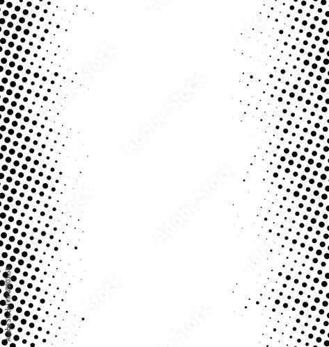 Black halftone dots create a vertical border on a white background. Retro comic-style vector with clean center space.