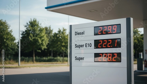 Gas station price sign with red LED display