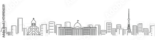 Tbilisi Simple Dark Lines Skyline on White Background
