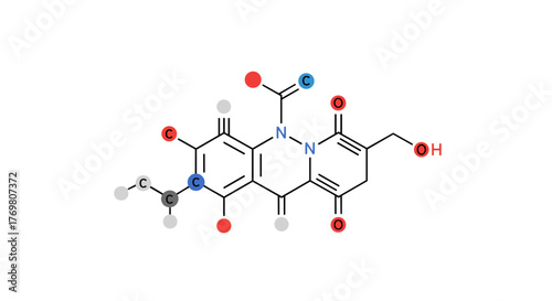 Detailed chemical structure illustration of Remimazolam, a short-acting benzodiazepine sedative-hypnotic drug molecule, presented as a clear and precise line icon on a black background, ideal for