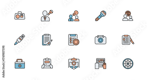 A comprehensive set of dentist-related icons, featuring teeth, doctor, syringe, and prescription symbols, perfect for banners, infographics, books, articles, and various design projects, offering a