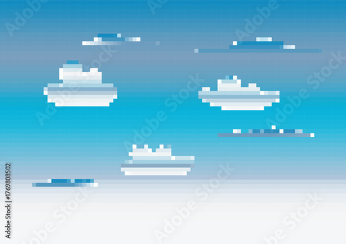 Pixelated cloud background, blue sky, clouds can be separated from the background