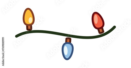 Colorful Christmas garland hanging lightbulbs