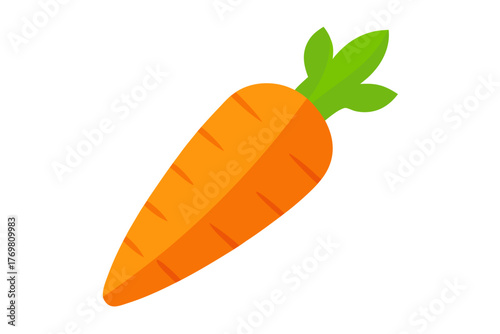 A vibrant orange carrot with green leafy tops silhouette isolated on white background